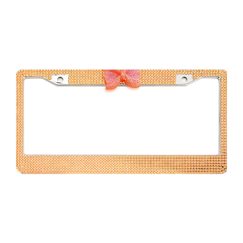 Rhinestone License Plate Frame with Bowknot
