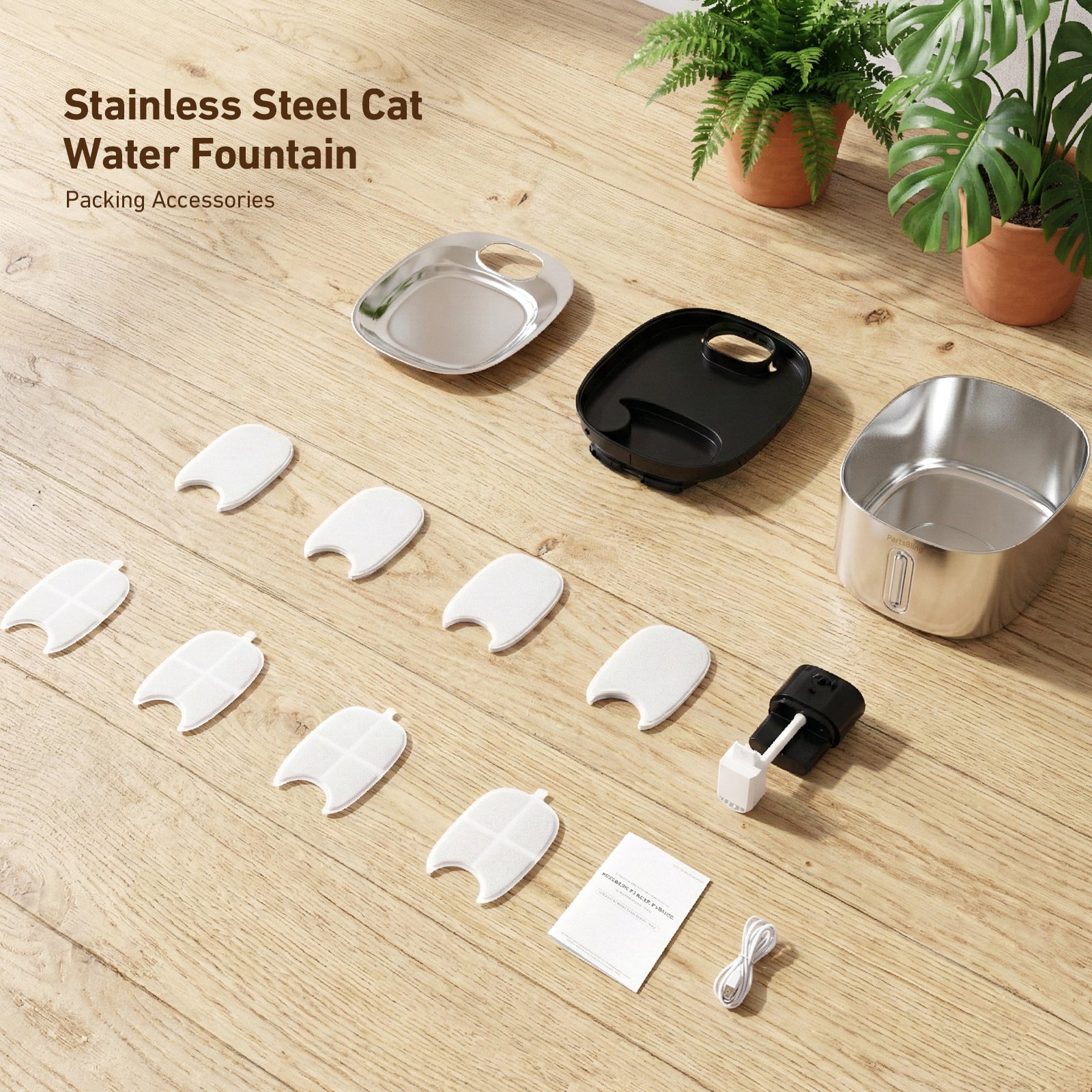 4.2L Cordless Cat Water Fountain - Wireless Stainless Steel Pet Auto Dispenser for Cats & Dogs