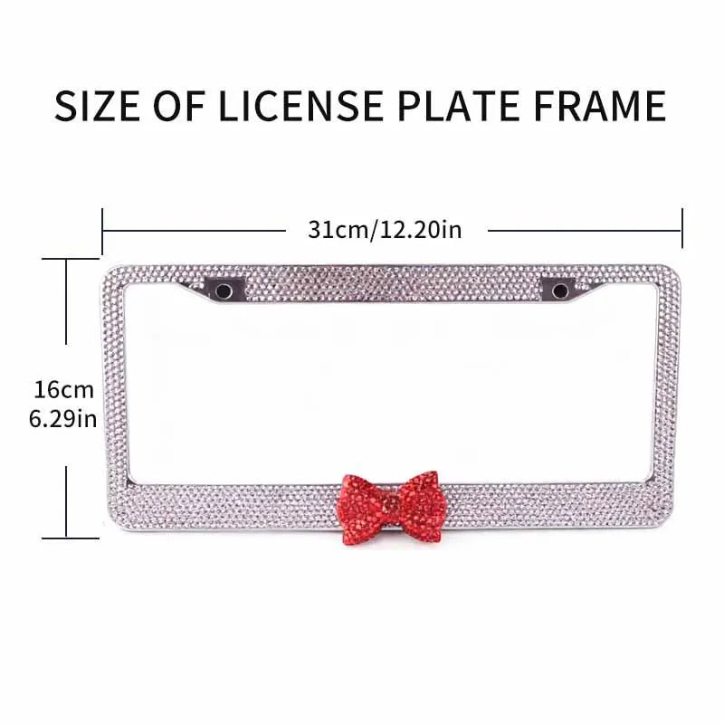 Rhinestone License Plate Frame with Bowknot