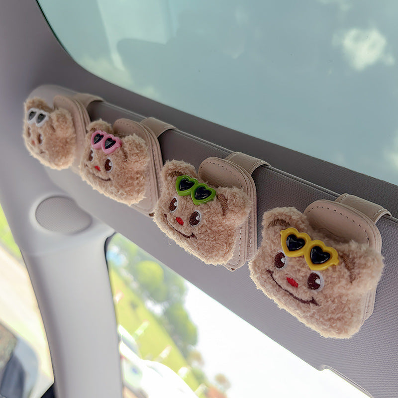 Plush Bear Car Visor Glasses Holder