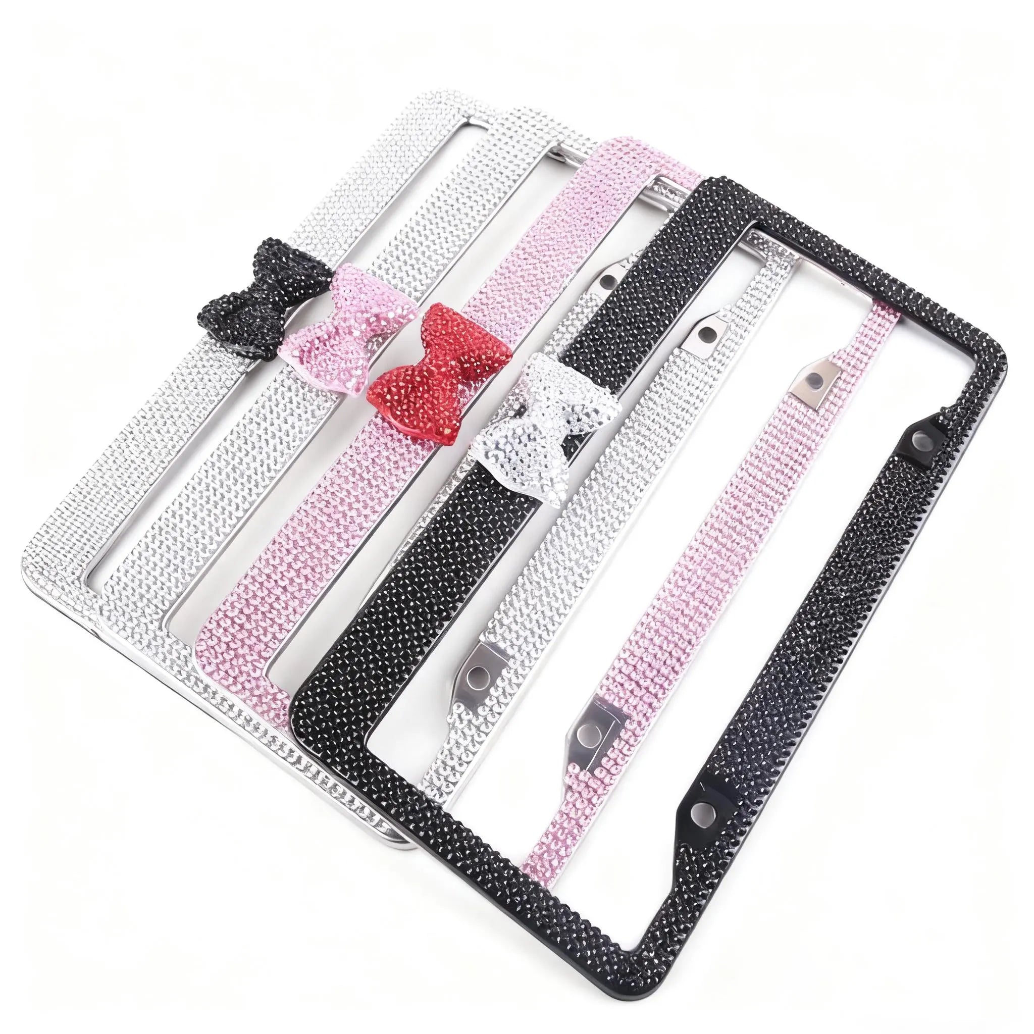 Rhinestone License Plate Frame with Bowknot
