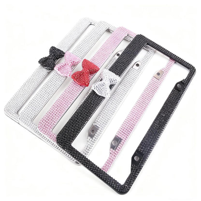 Rhinestone License Plate Frame with Bowknot