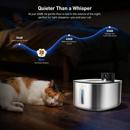 4.2L Cordless Cat Water Fountain - Wireless Stainless Steel Pet Auto Dispenser for Cats & Dogs