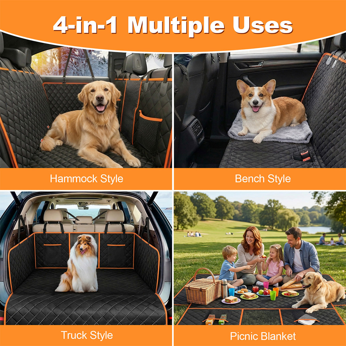 Hard Bottom Convertible Dog Car Seat Cover