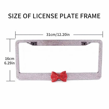 Rhinestone License Plate Frame with Bowknot