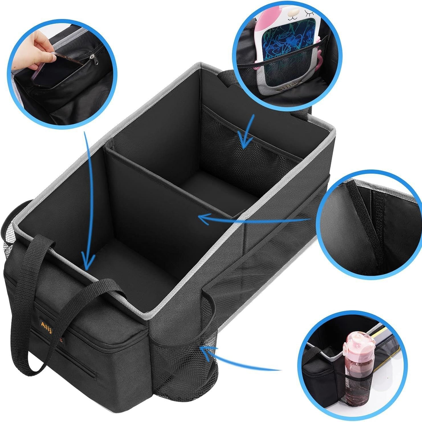 Black Collapsible Car Trunk Organizer