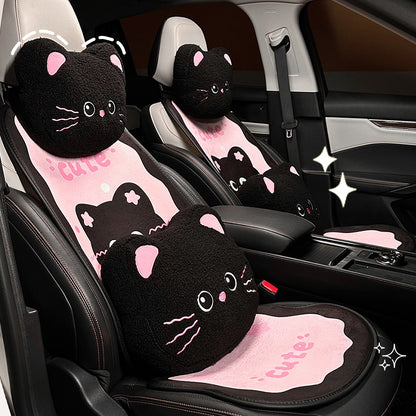 Plush Cat Car Lumbar Support Cushion