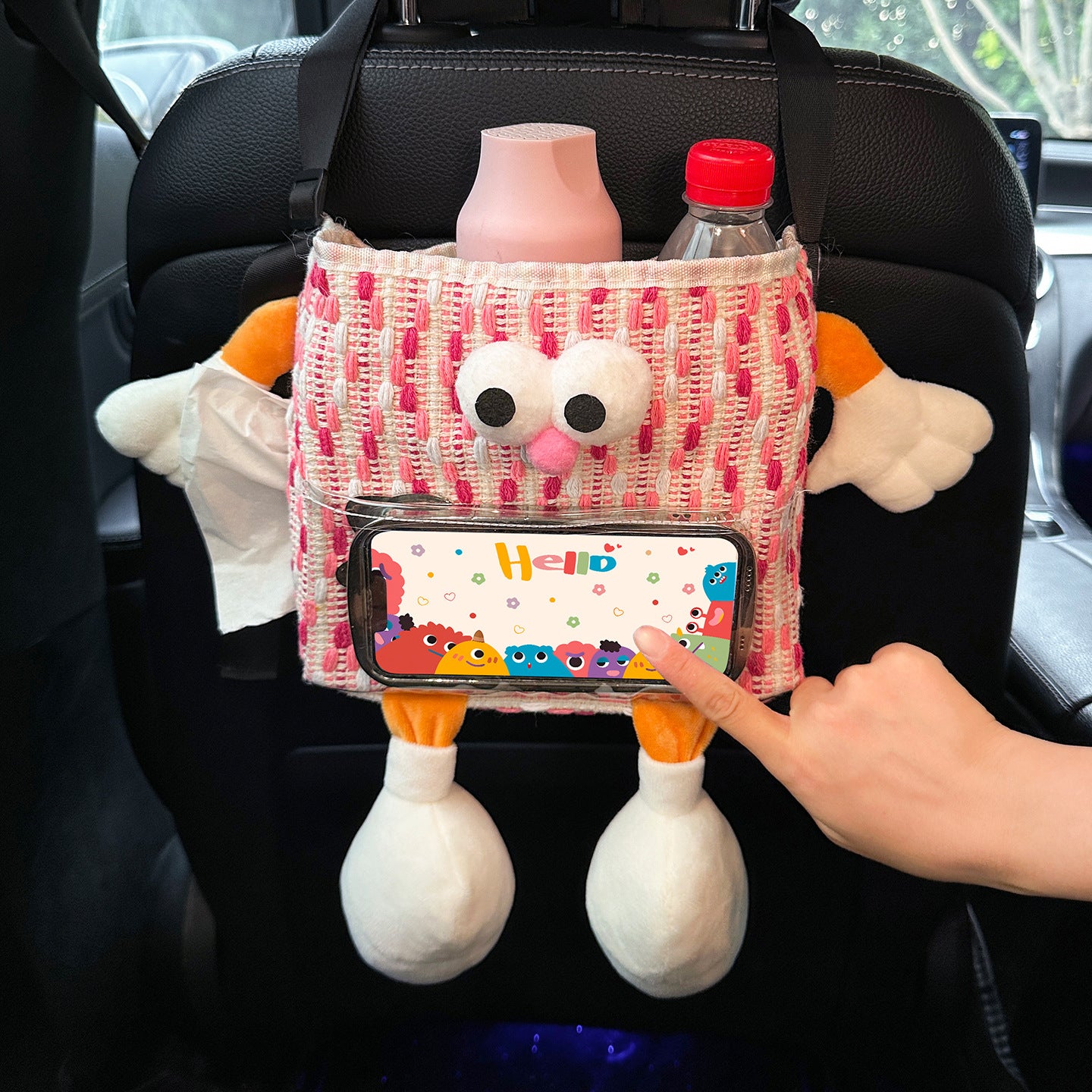 Pink Cartoon Car Seat Organizer