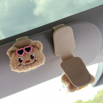 Plush Bear Car Visor Glasses Holder