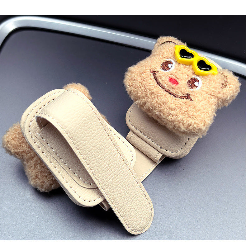 Plush Bear Car Visor Glasses Holder