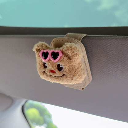 Plush Bear Car Visor Glasses Holder