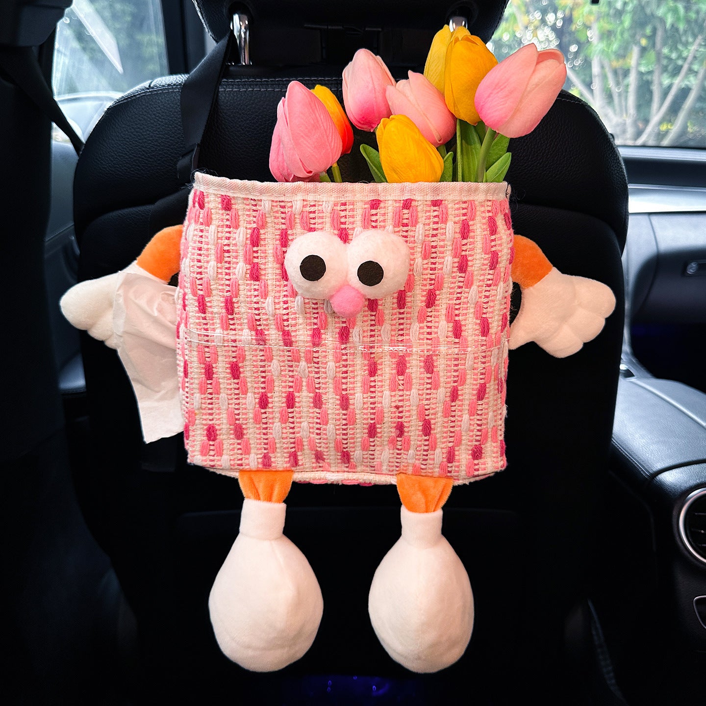 Pink Cartoon Car Seat Organizer