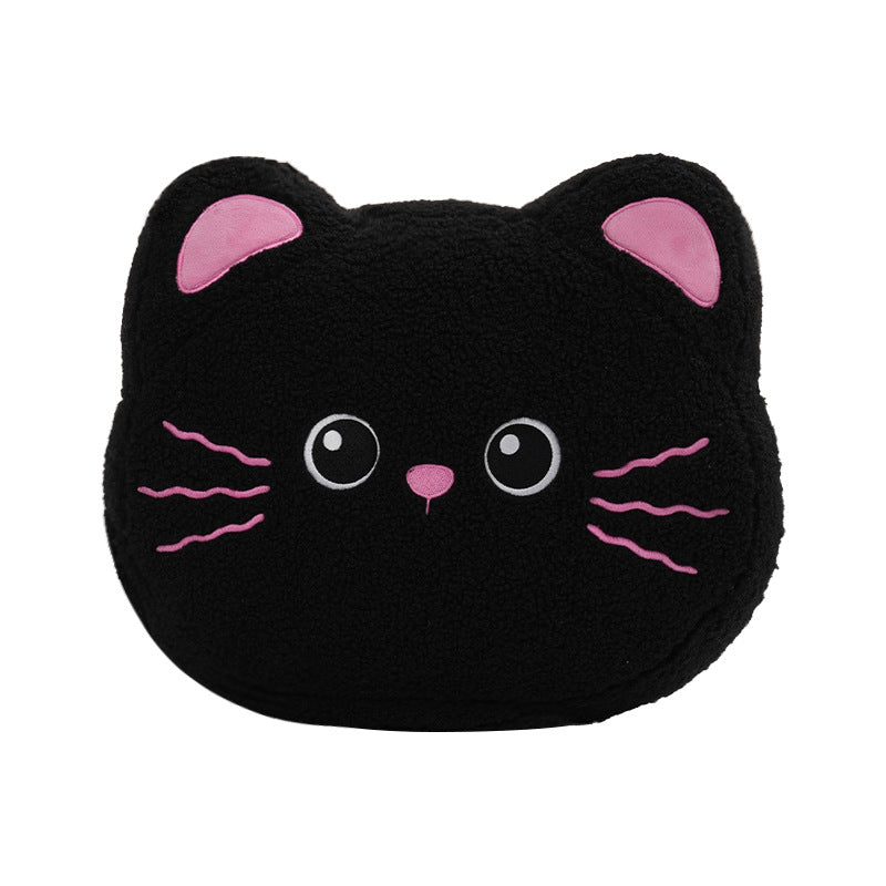 Plush Cat Car Lumbar Support Cushion