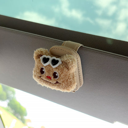 Plush Bear Car Visor Glasses Holder