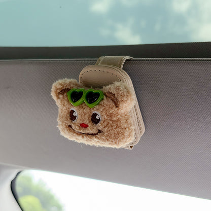 Plush Bear Car Visor Glasses Holder