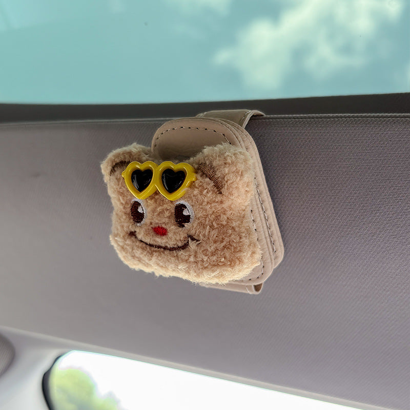Plush Bear Car Visor Glasses Holder