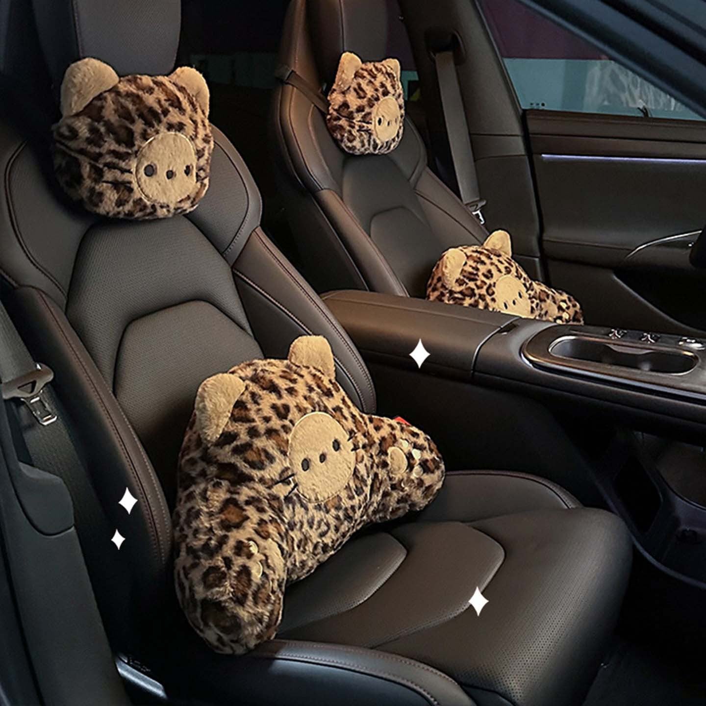 Leopard Car Headrest Pillow