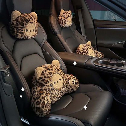 Leopard Car Headrest Pillow