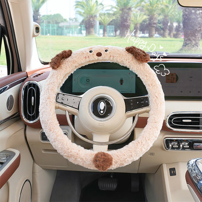 Plush Dog Steering Wheel Cover